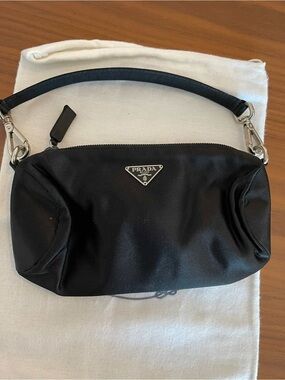 PRADA Black Shoulder Satin Bag